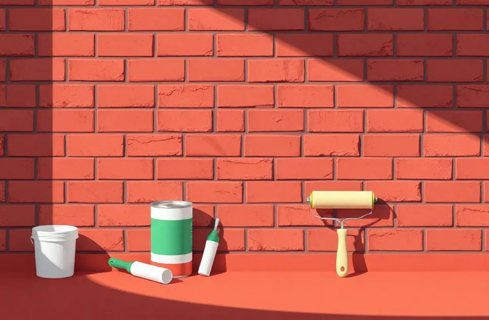 Outils de peinture disposés dans l'ordre des étapes du chantier