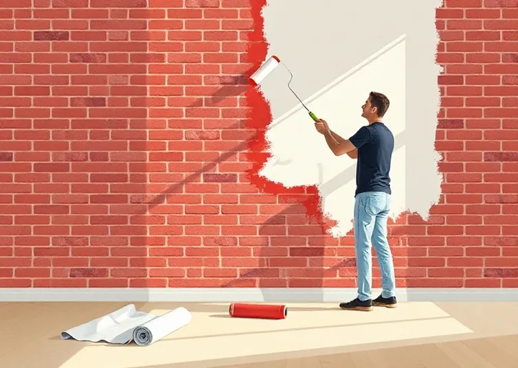 Peintre appliquant la peinture au rouleau sur un mur de salon
